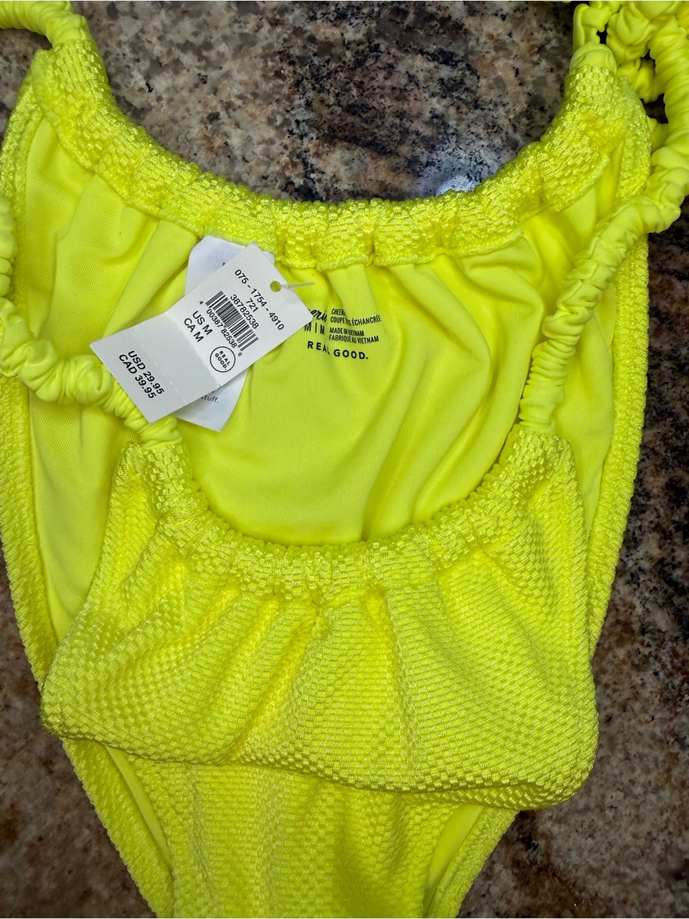 aerie Neon Yellow Scrunch Tie Bikini Bottoms - Picture 3 of 3